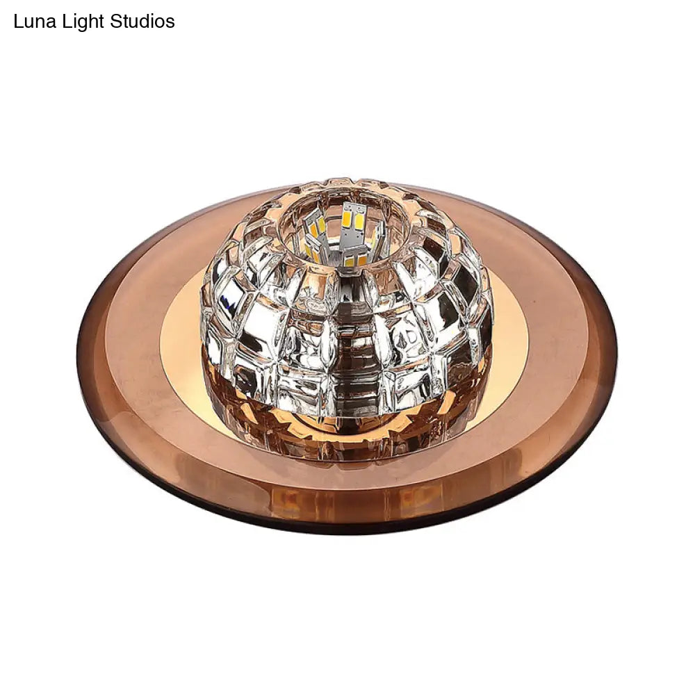 Minimalist Led Crystal Round Flush Mount Lighting For Corridor Spaces