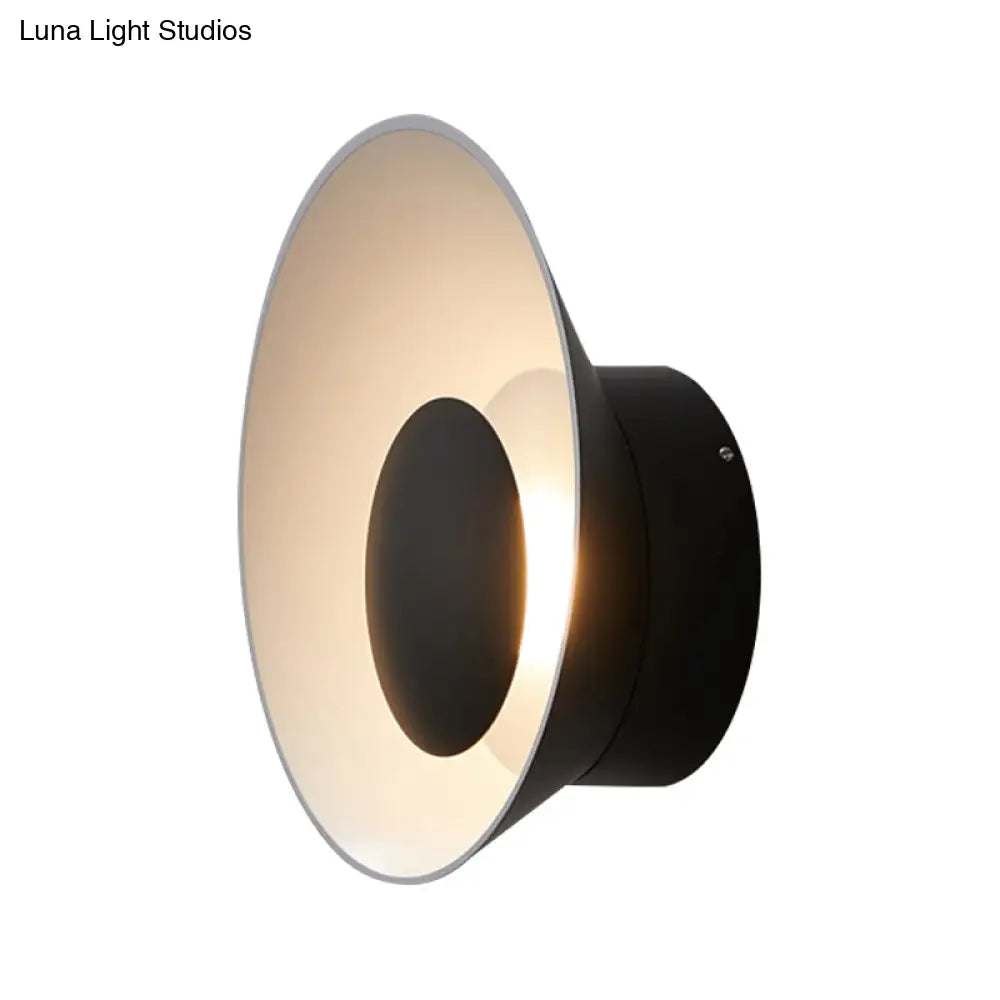 Minimalist Led Wall Lamp: White/Black/Pink Finish Bowl Sconce Light For Drawing Room