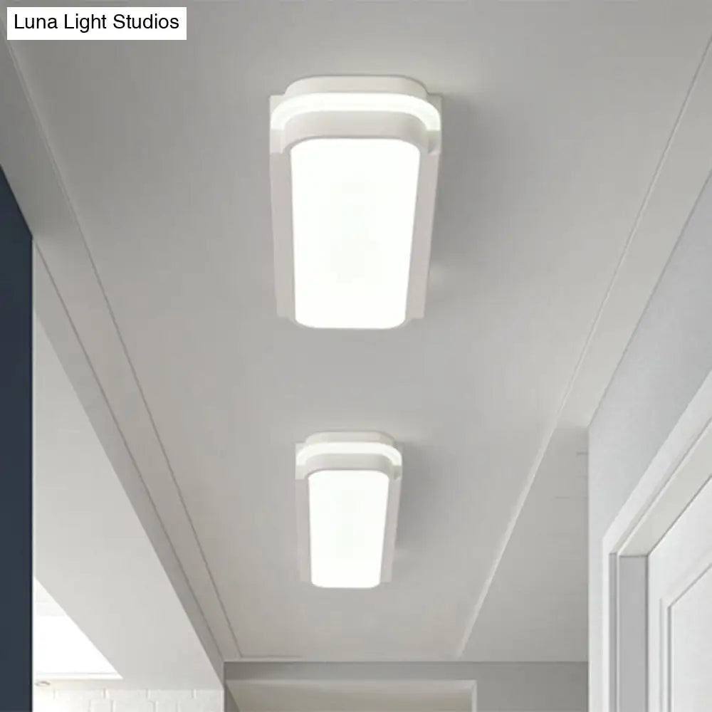 Minimalist Led White Flush Mount Light Fixture In White/Warm Rectangle Metal Multiple Sizes