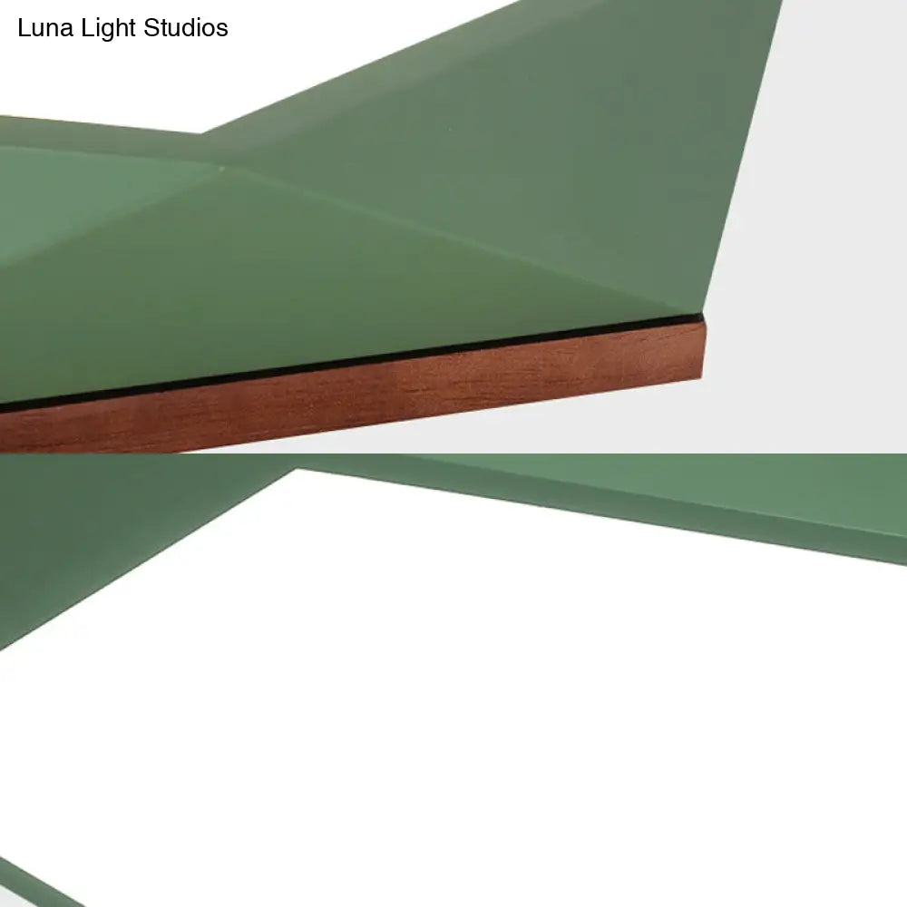 Minimalist Metal Green Led Flush Mount Ceiling Light With Acrylic Diffuser - 16.5’/20.5’ Wide