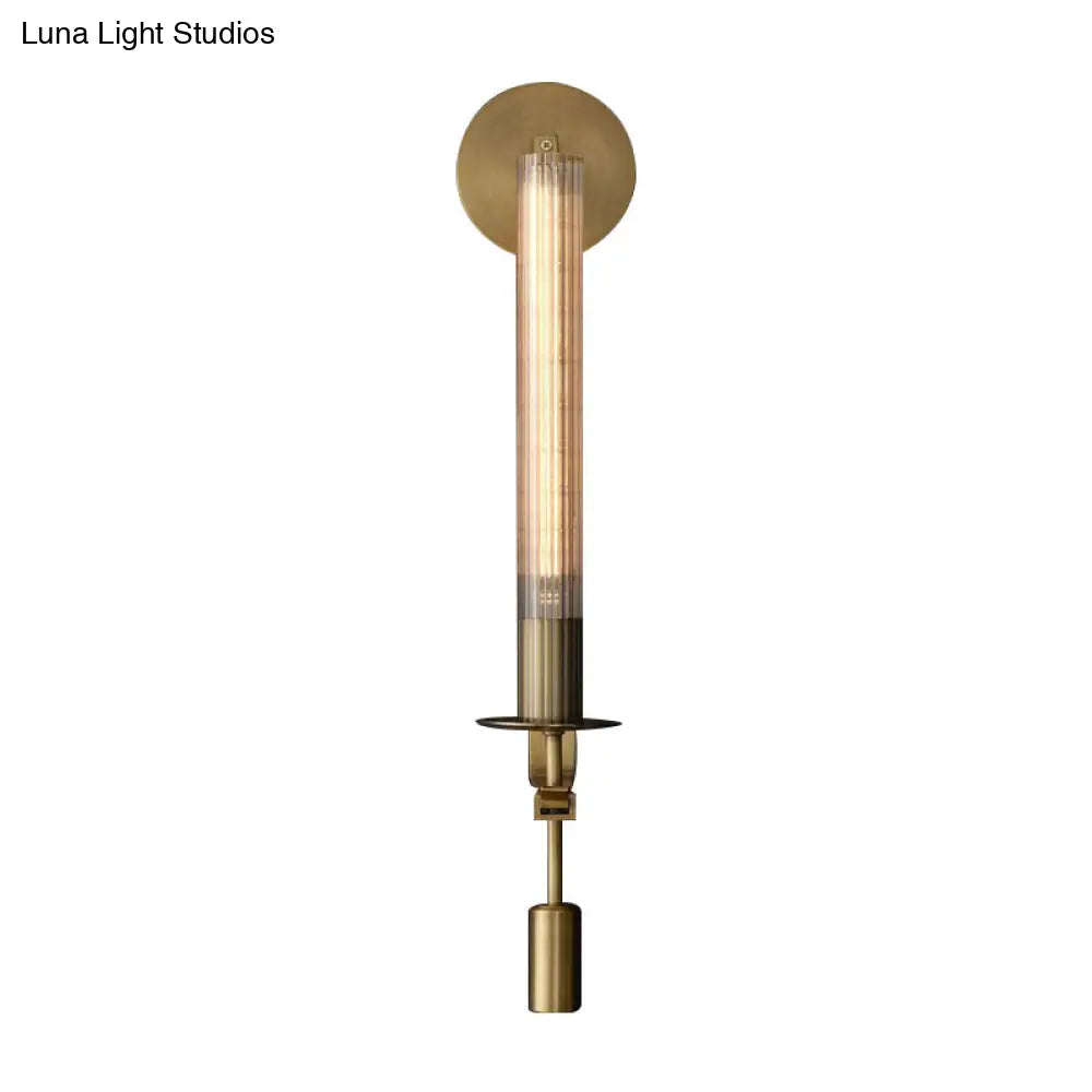 Minimalist Metal Tube Bathroom Wall Mount Light | 1/2-Head Brass/Black/Chrome Sconce Fixture