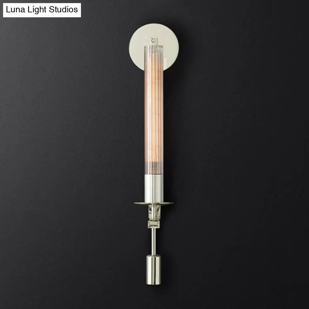 Minimalist Metal Tube Bathroom Wall Mount Light | 1/2-Head Brass/Black/Chrome Sconce Fixture