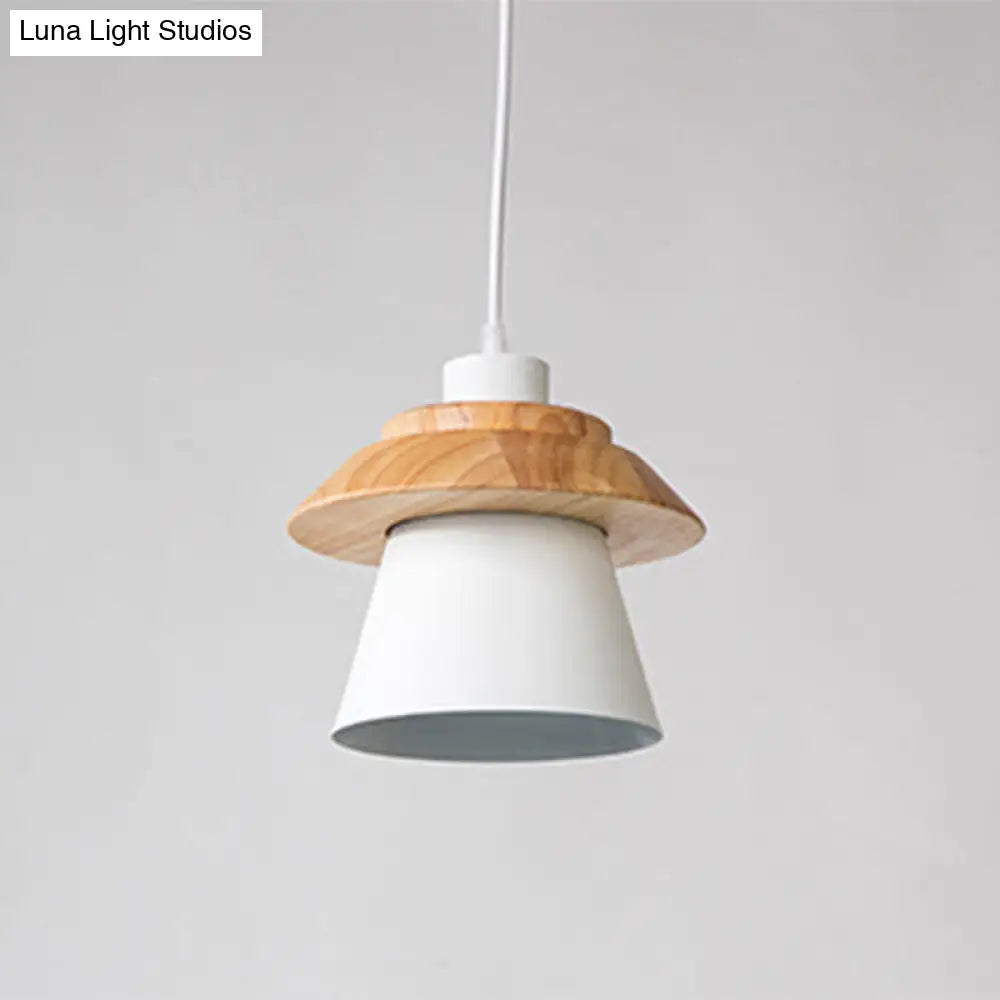 Minimalist Metal & Wooden Pendant Light Fixture For Dining Room - Down Lighting