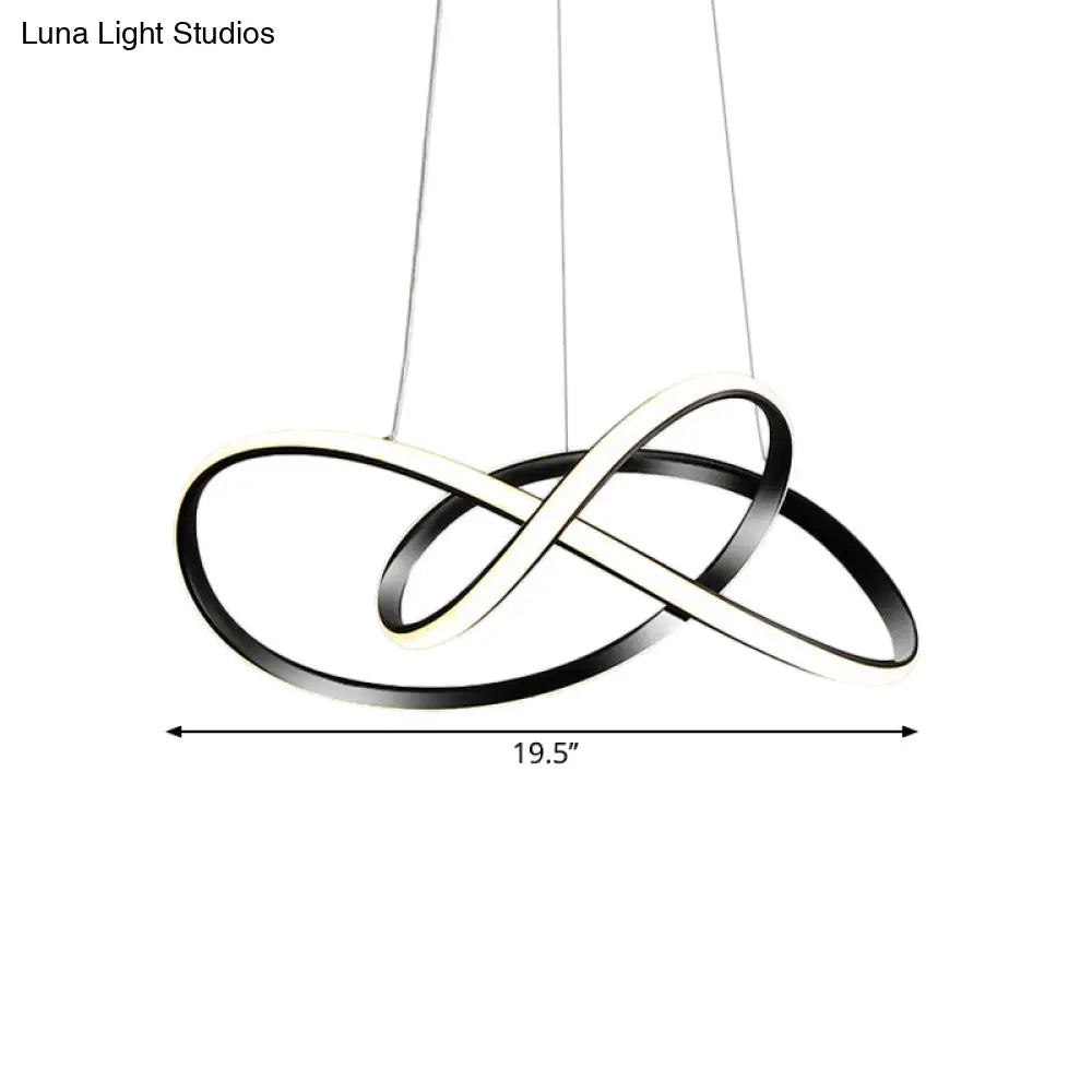 Minimalist Metallic Led Pendant Chandelier - Knotting Ceiling Light For Restaurants (Black)