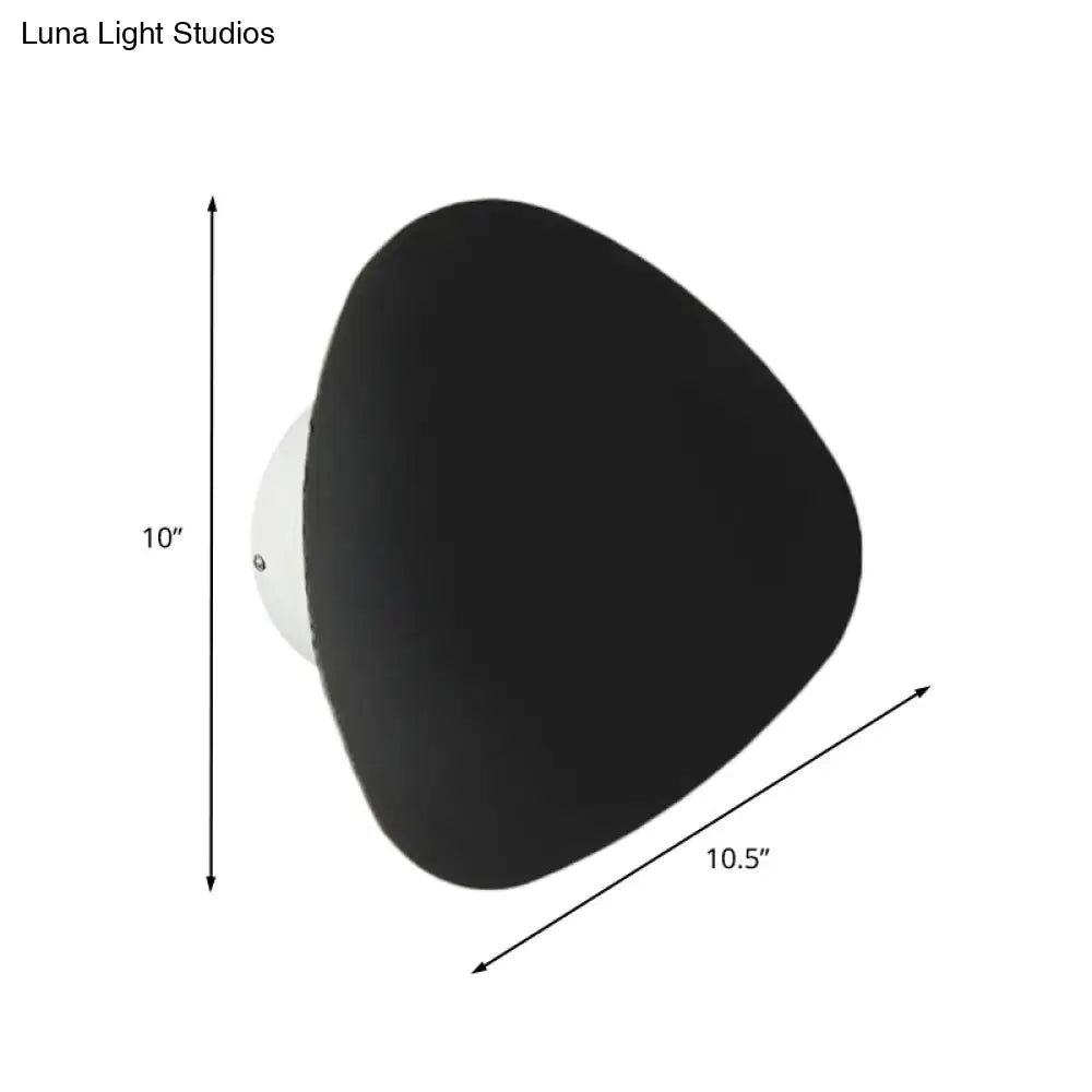 Minimalist Metallic Triangle Wall Sconce - 8.5/10.5 Wide Led Black Lamp For Corridor