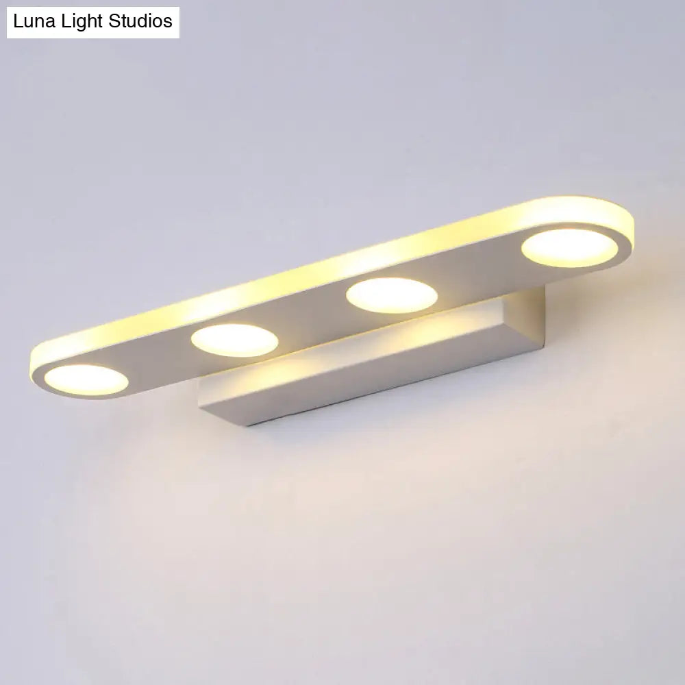 Minimalist Oval Acrylic Vanity Light With 4/6 Bulbs In Warm/White - 15/23 Length And White Finish
