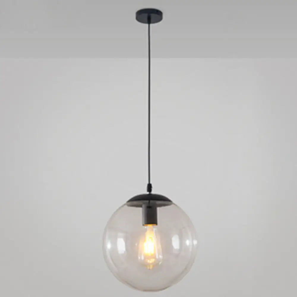 Minimalist Pendant Ceiling Light With Orb Glass Shade - Ideal Restaurant Lighting Fixture Black / 12