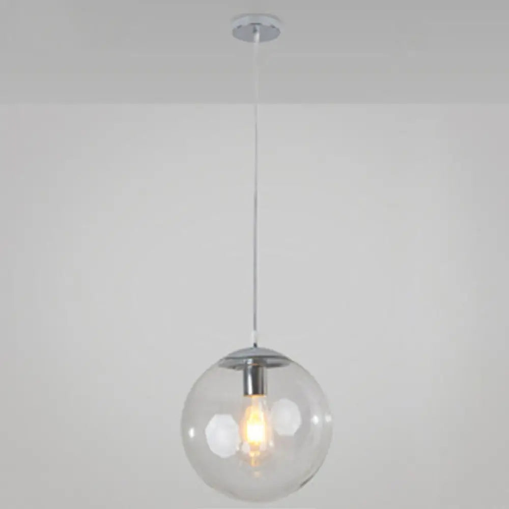 Minimalist Pendant Ceiling Light With Orb Glass Shade - Ideal Restaurant Lighting Fixture Silver /