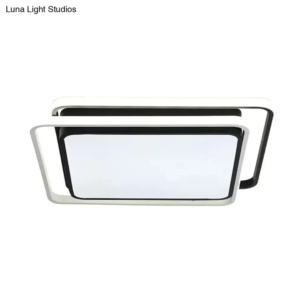Minimalist Square Acrylic Led Ceiling Flush Mount Light Fixture In Black/White - Warm/White/3 Color