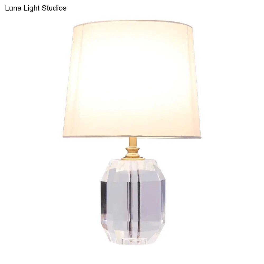 Minimalist Tapered Crystal Night Table Lamp White 18/21 Long