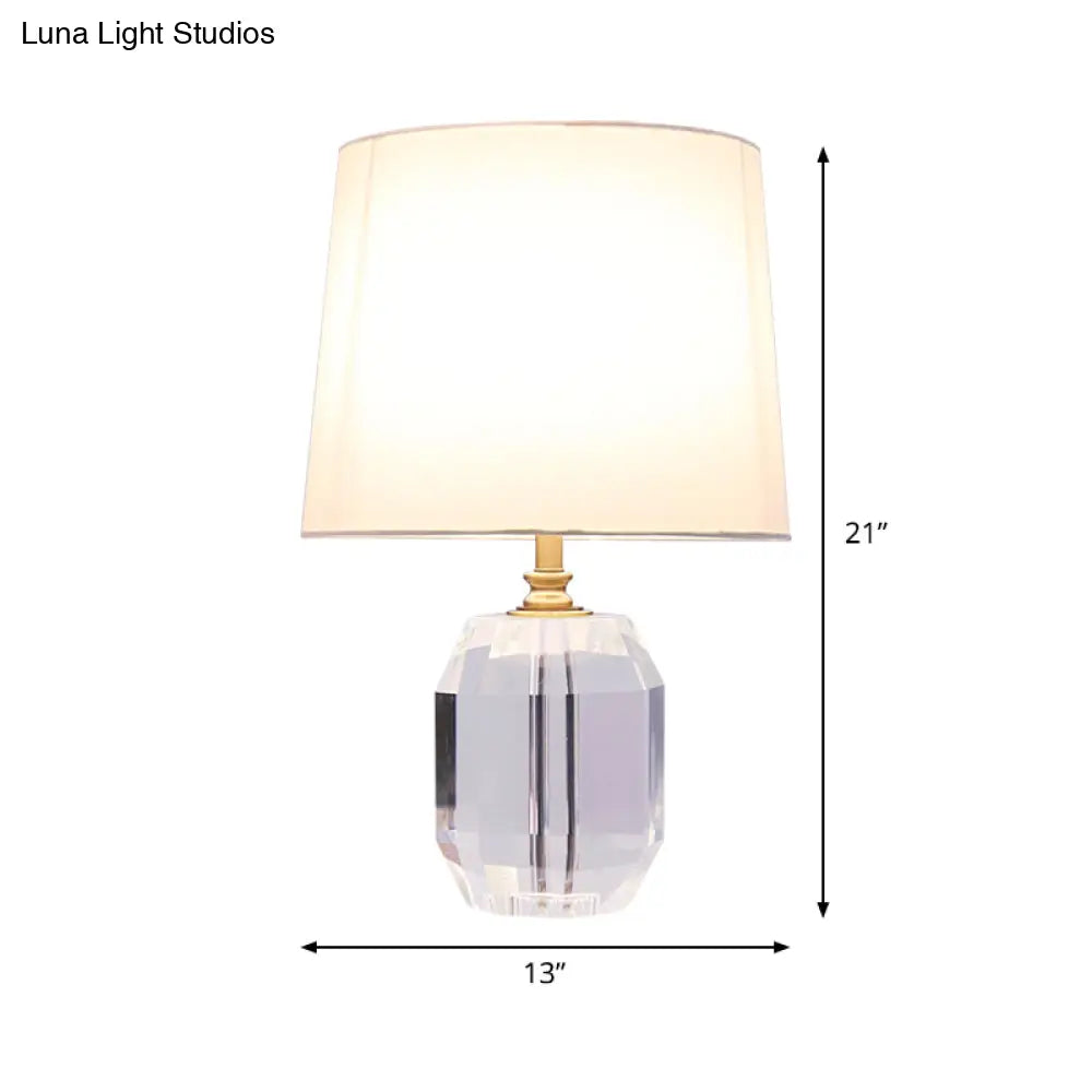 Minimalist Tapered Crystal Night Table Lamp White 18/21 Long
