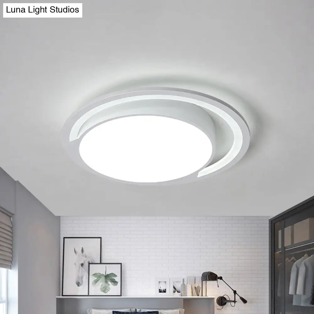 Minimalist White Acrylic Led Ceiling Light - 16’/19.5’ Wide Flush-Mount Fixture With Handgrip