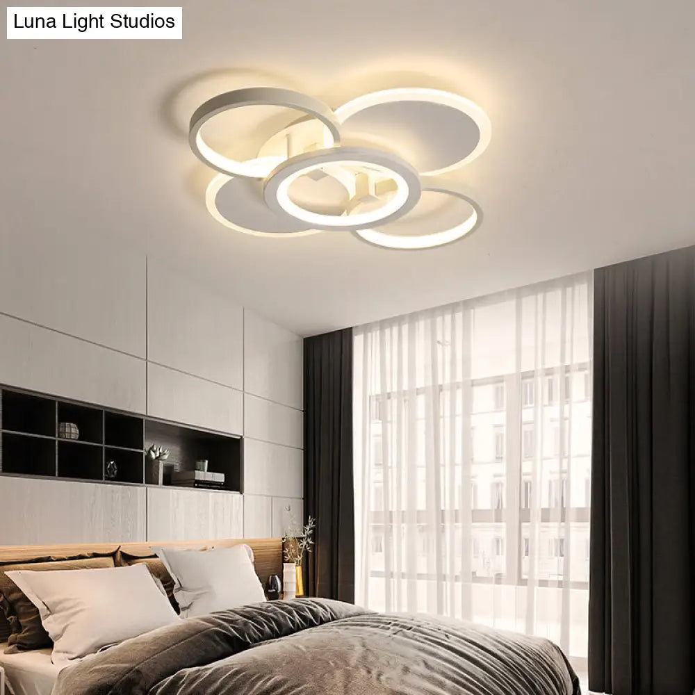 Minimalist White Halo Ring Led Ceiling Light For Bedroom - Flush Mount