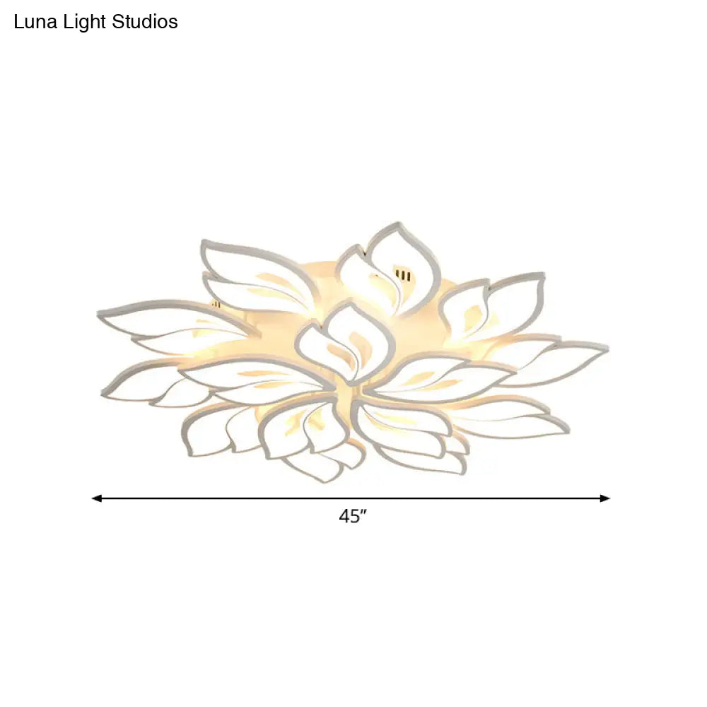 Minimalistic Acrylic Floral Flush Lamp With Led In Warm/White Light For Drawing Room Ceiling
