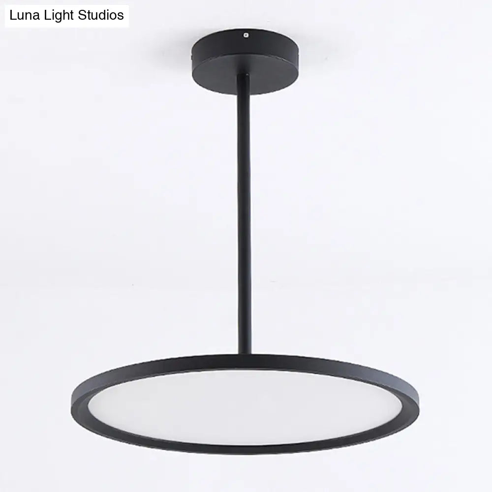 Minimalistic Acrylic Pendant Led Ceiling Light With Hanging Rod – Flat Shade Diner Lighting