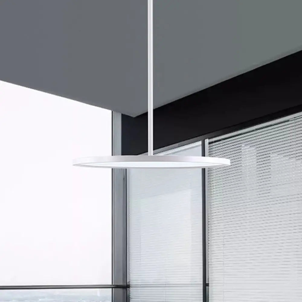 Minimalistic Led Pendant Ceiling Light With Hanging Rod And Flat Shade