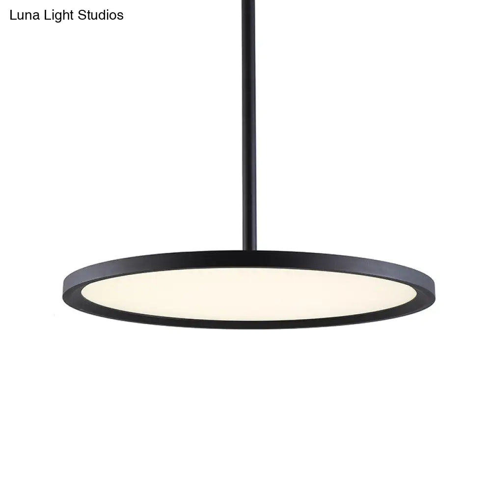 Minimalistic Acrylic Pendant Led Ceiling Light With Hanging Rod – Flat Shade Diner Lighting