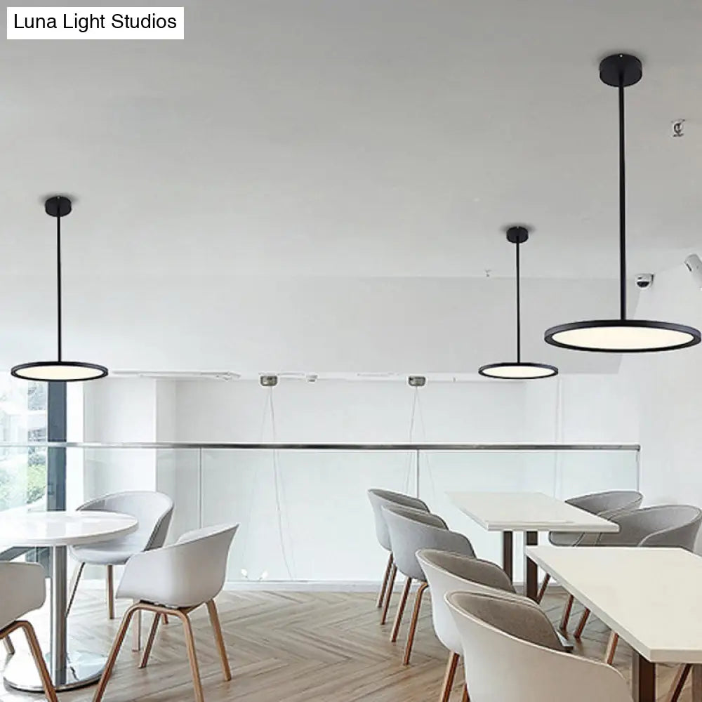 Minimalistic Acrylic Pendant Led Ceiling Light With Hanging Rod – Flat Shade Diner Lighting