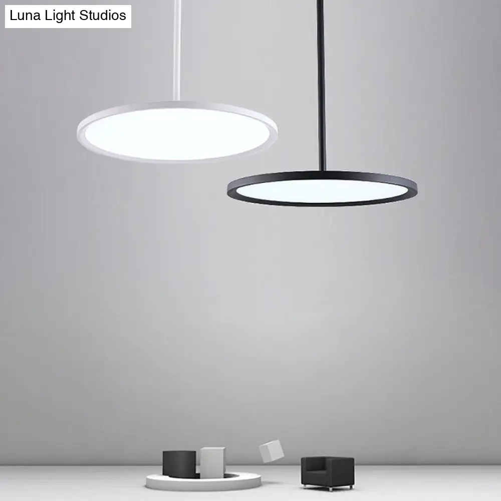 Minimalistic Acrylic Pendant Led Ceiling Light With Hanging Rod – Flat Shade Diner Lighting