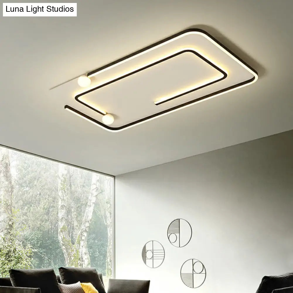 Minimalistic Geometric Led Flush Ceiling Light In Black For Bedrooms