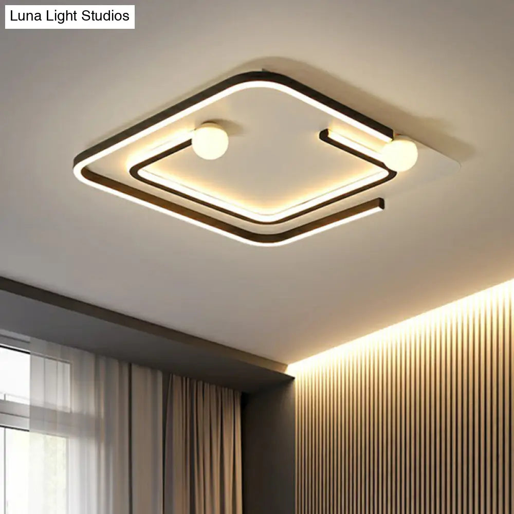 Minimalistic Geometric Led Flush Ceiling Light In Black For Bedrooms