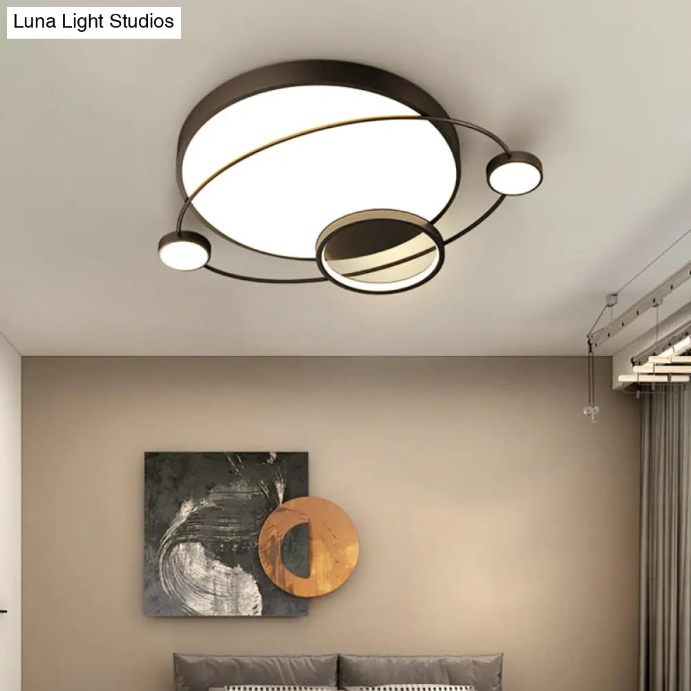 Minimalistic Led Ceiling Lamp For Bedroom With Orbit Shape And Acrylic Material
