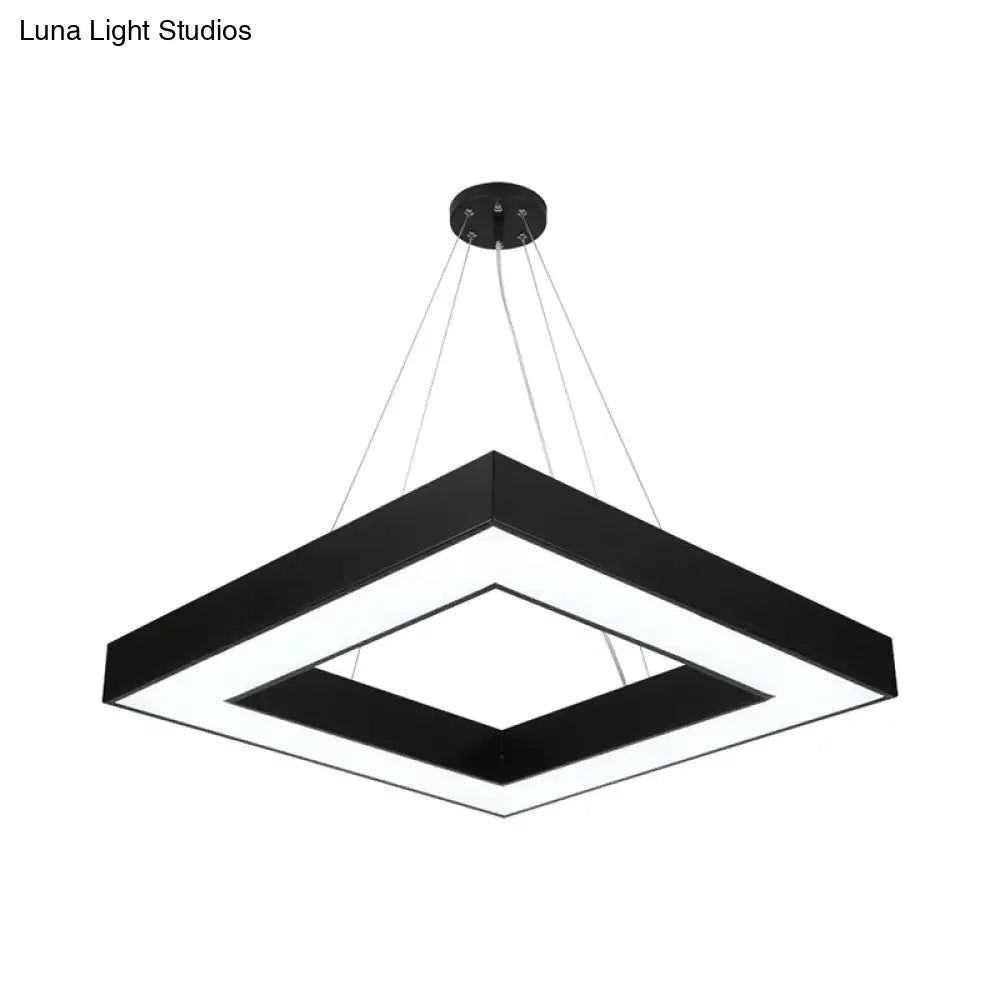 Minimalistic Led Hanging Ceiling Light: Square Chandelier Lighting For Office With Acrylic Shade