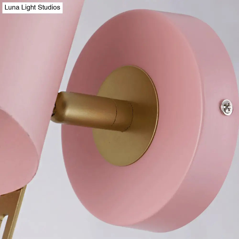 Minimalistic Metallic Cylinder Wall Mount Sconce - 5 Width 1 Light Black/Pink/Yellow/Blue Ideal For