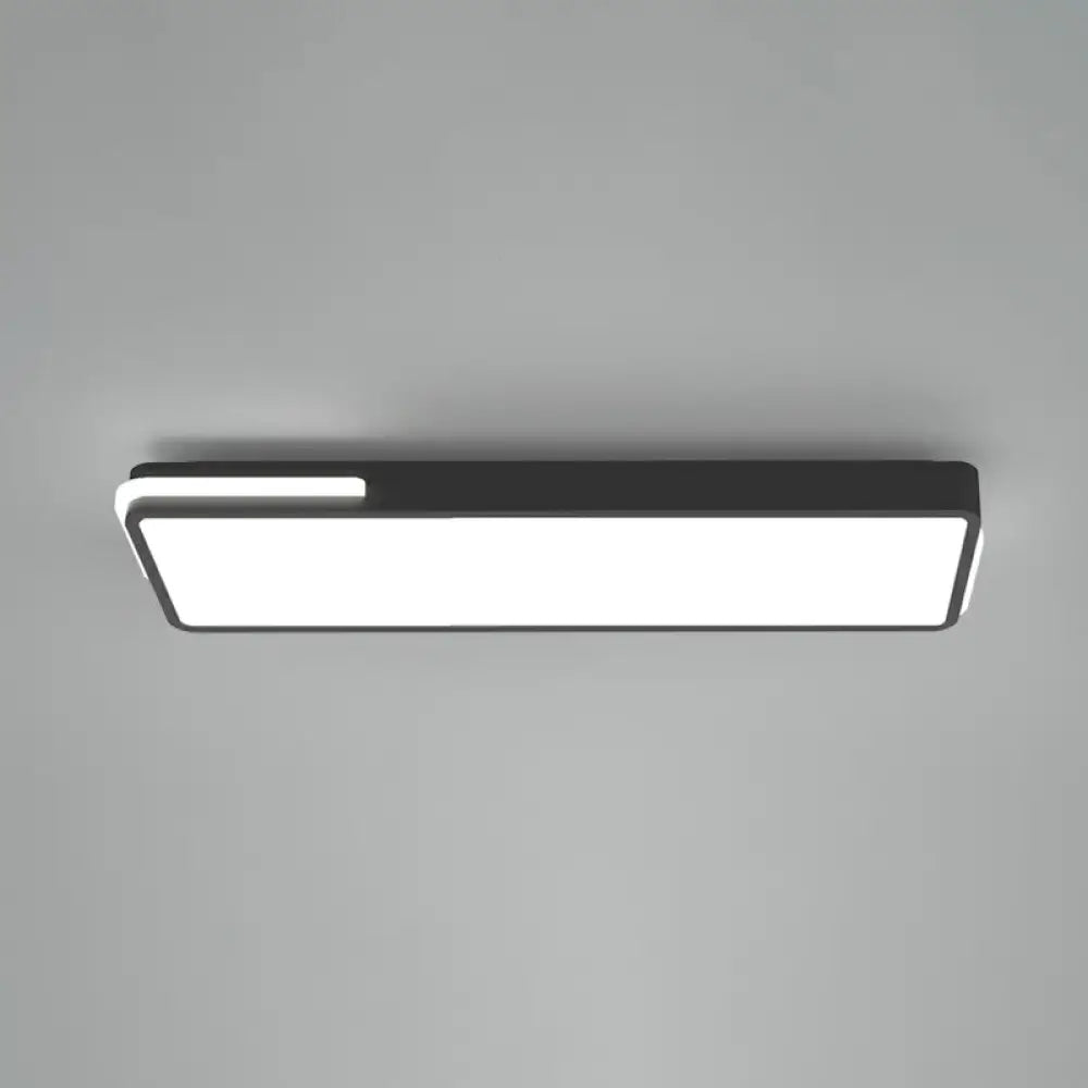 Minimalistic Rectangular Led Flush Mount Ceiling Light In Black For Corridors / 23.5’