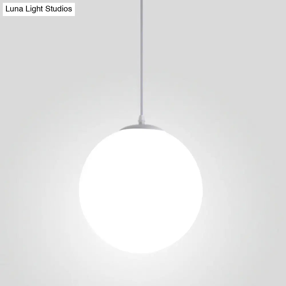 Modern 1 Light Glass Ball Pendant For Clothing Store Ceiling Simple & White