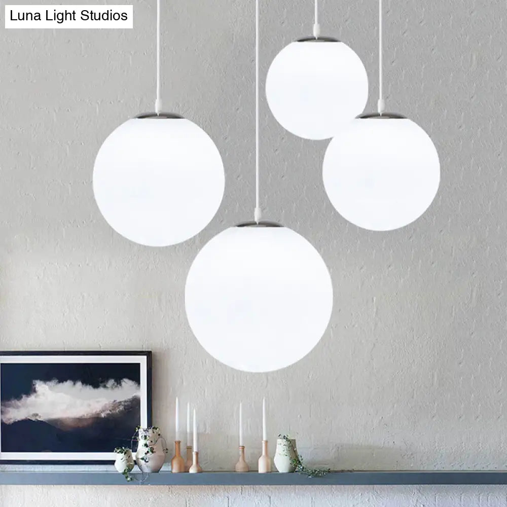 Modern 1 Light Glass Ball Pendant For Clothing Store Ceiling Simple & White