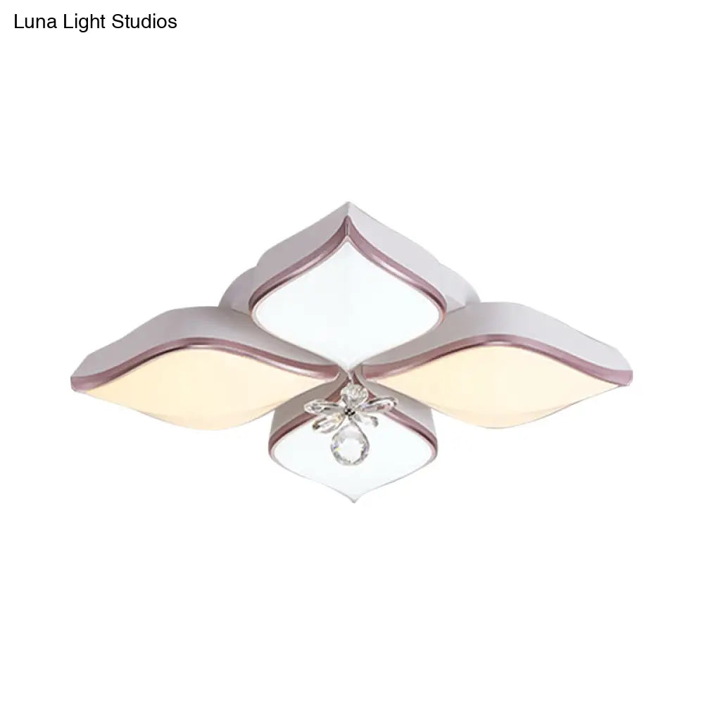 Modern 24.5’/25.5’ Flush Mount Led Light With Clear Crystal Accent In Warm/White Petal Design