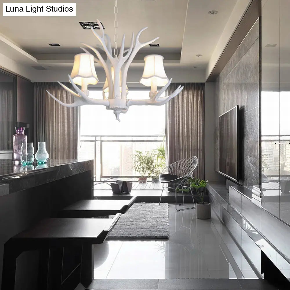 Modern 3/4/5-Light Cone Resin Chandelier Ceiling Lamp - White | Living Room Fixture
