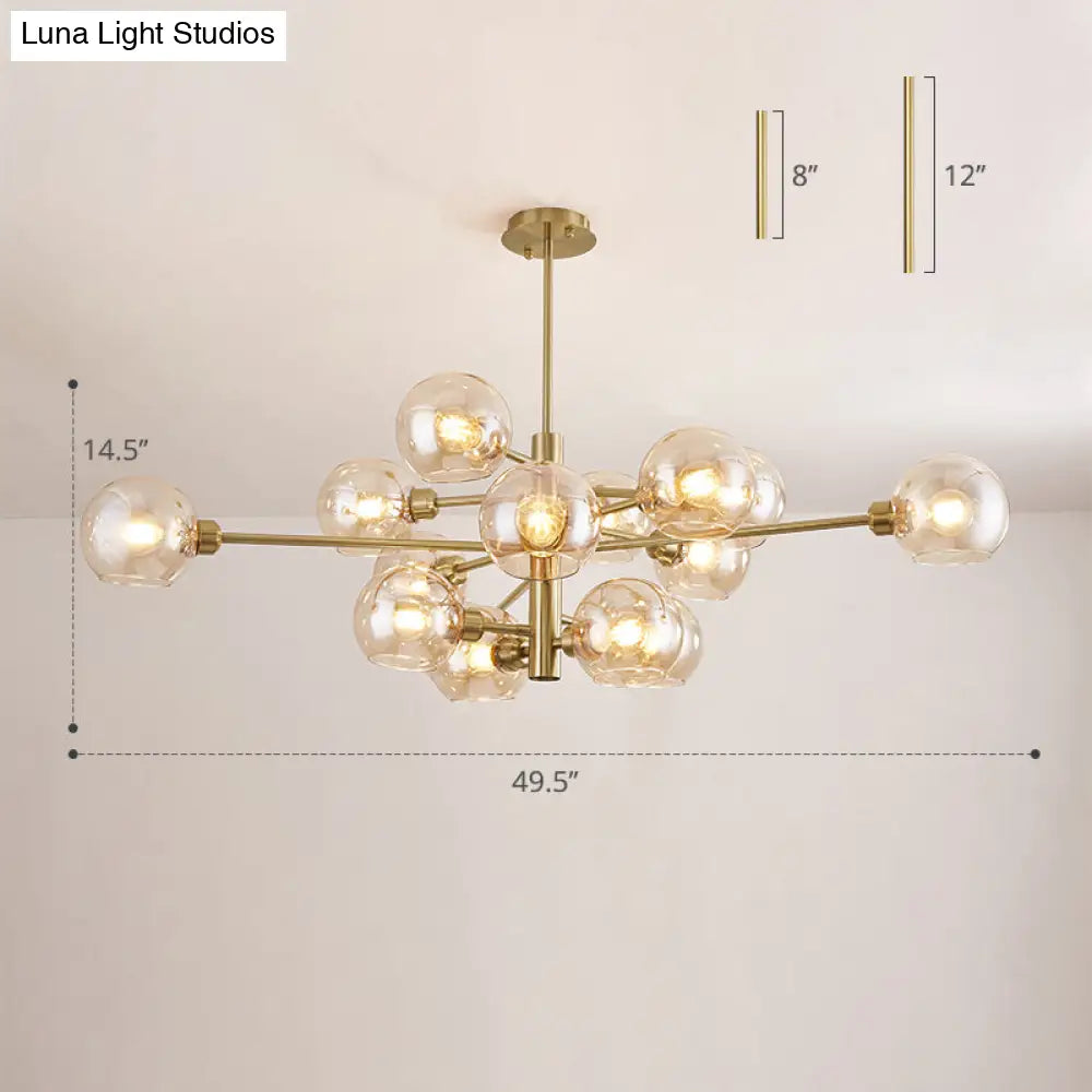 Contemporary Sputnik Chandelier - Glass Living Room Ceiling Light Fixture +