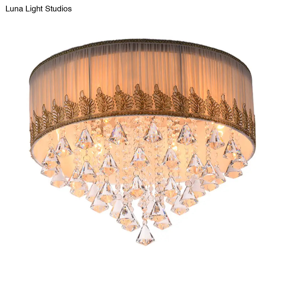 Modern 4 - Light Braided Trim Ceiling Lamp With Crystal Diamond Drape