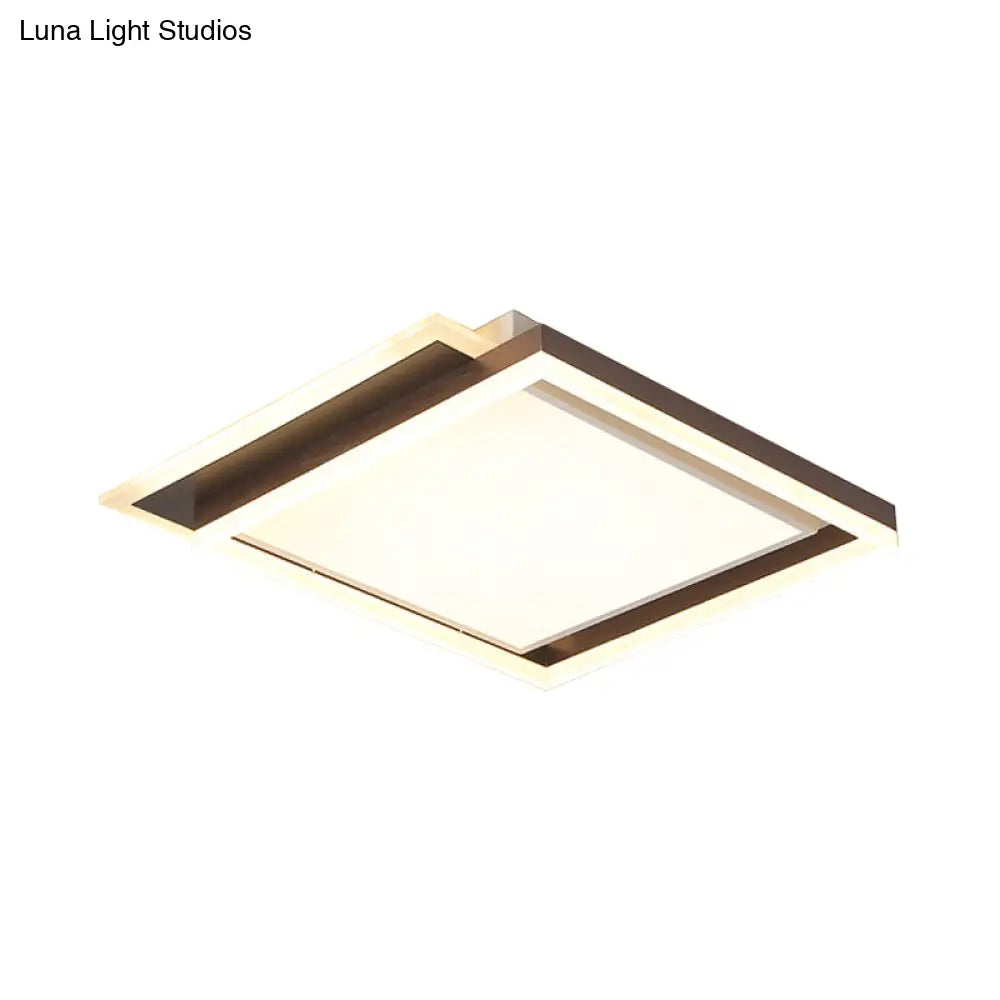 Modern Acrylic Brown Led Flush Light For Bedroom Ceiling - 16’/19.5’/35.5’ Width In Warm/White