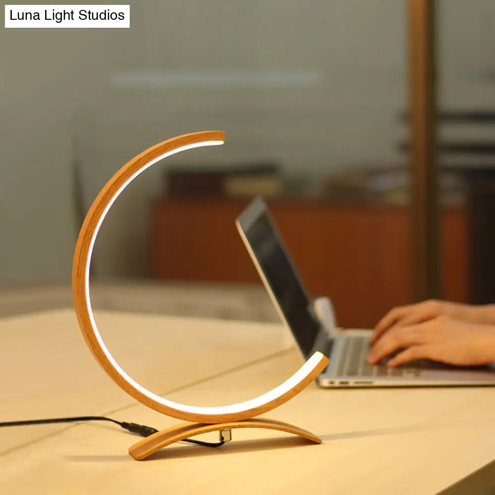 Modern Acrylic C-Shape Nightstand Lamp - Black/Gold Led Desk Light For Bedroom