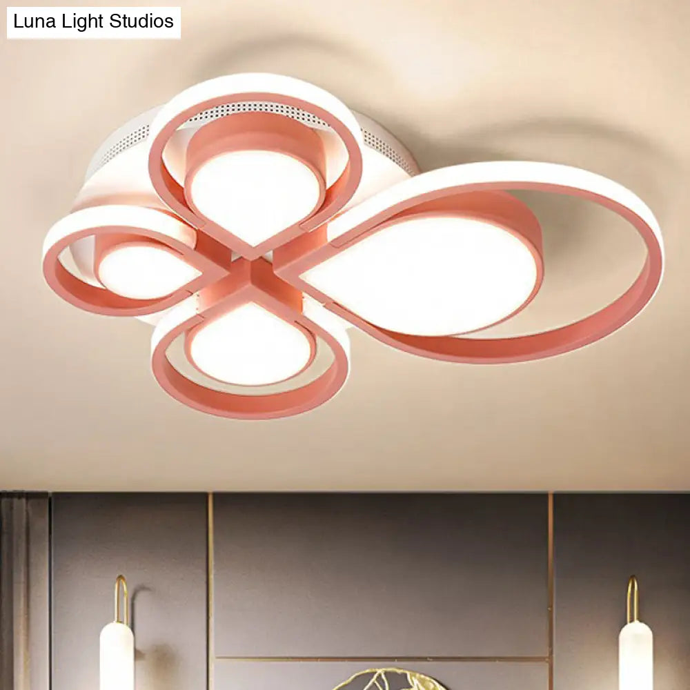 Modern Acrylic Flower Ceiling Light Fixture For Living Rooms - Flush Mount Pink / 19.5 Warm