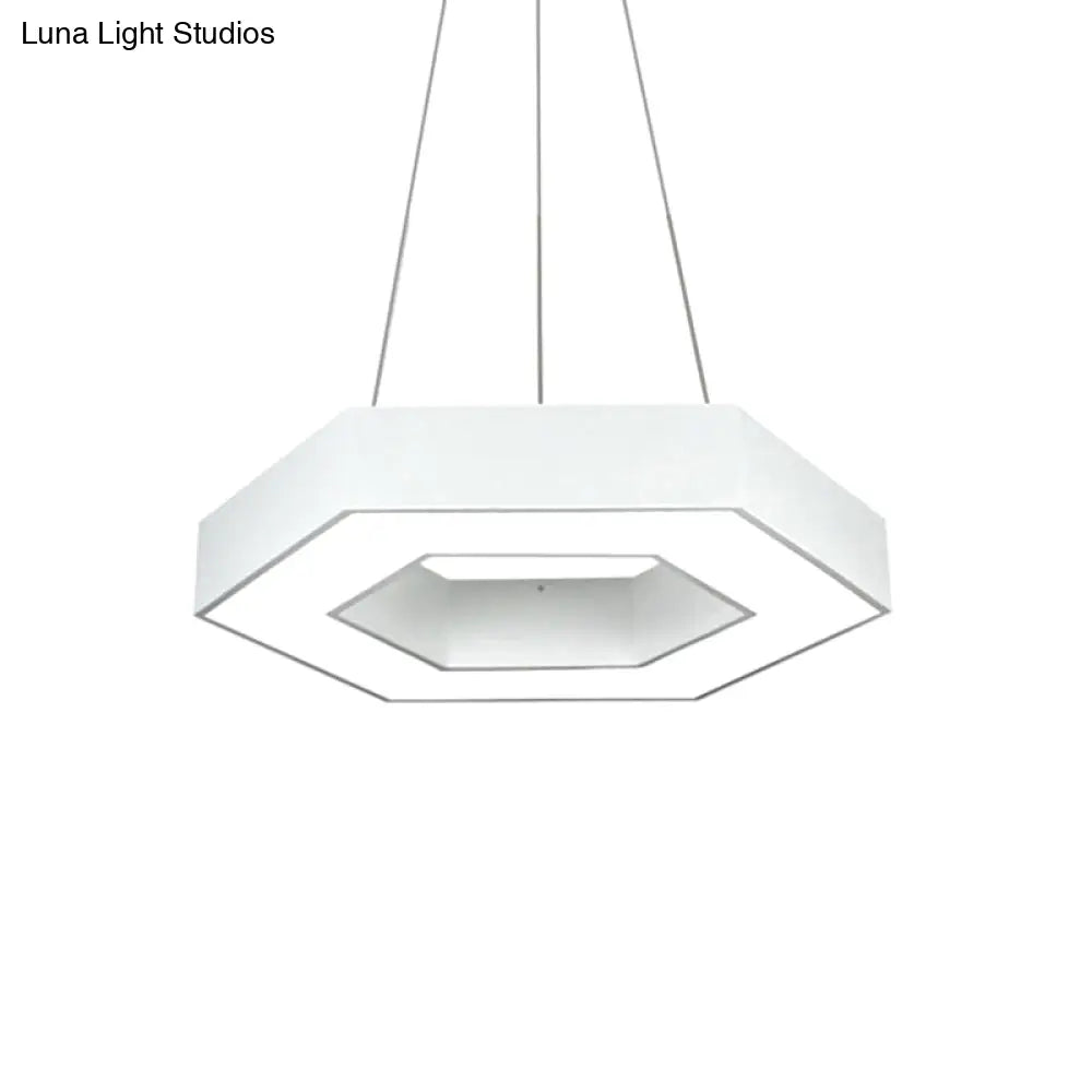 Modern Acrylic Hexagonal Pendant Led Ceiling Light (16/23.5/39) For Office - Black/White