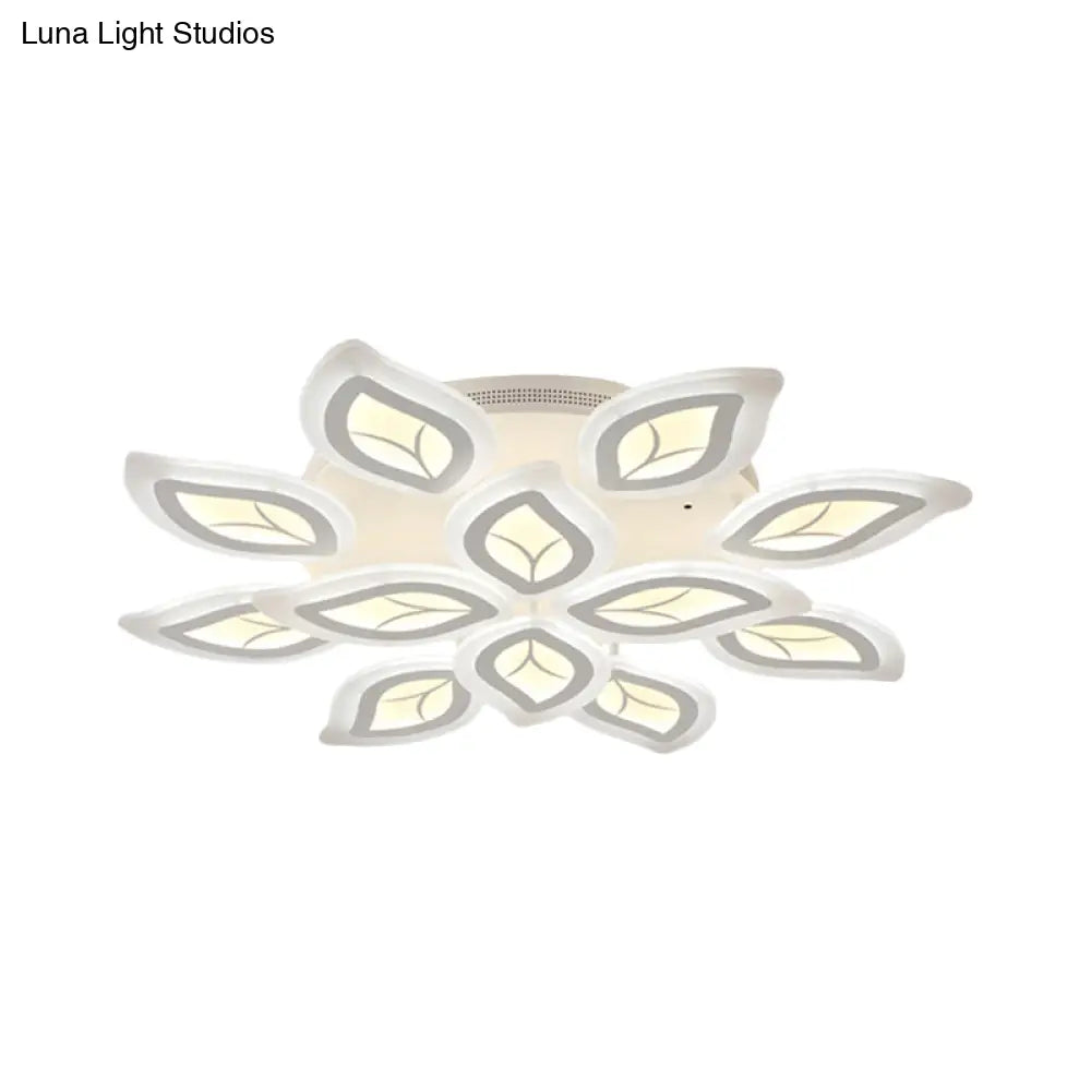 Modern Acrylic Leaf Flush Mount Light - 4/6/9-Light Led Ceiling Fixture In Warm/White/Natural