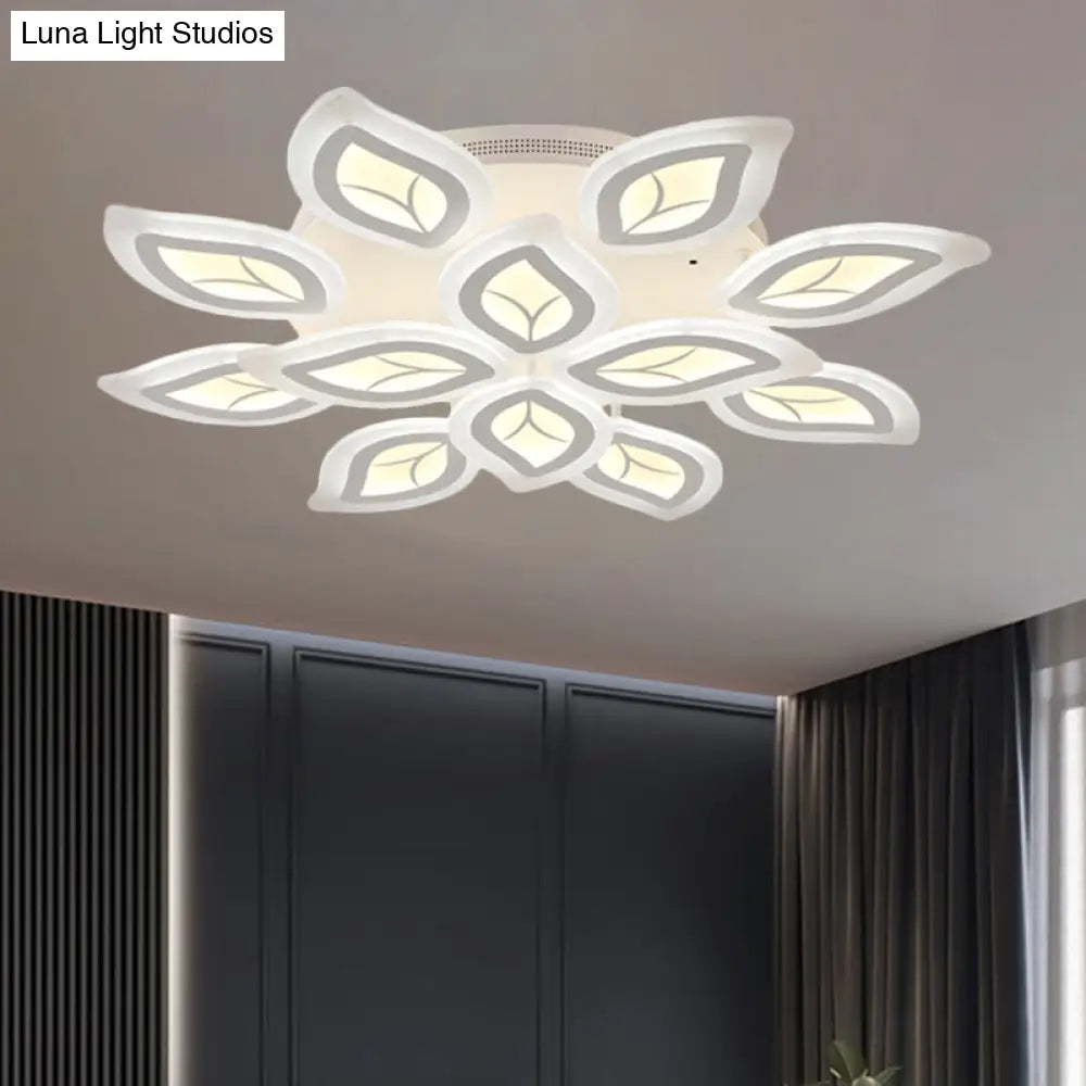 Modern Acrylic Leaf Flush Mount Light - 4/6/9-Light Led Ceiling Fixture In Warm/White/Natural