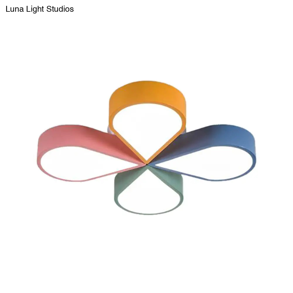 Modern Acrylic Led Ceiling Lamp: Flower/Windmill Design Flush Mount Lighting In Yellow-Green With