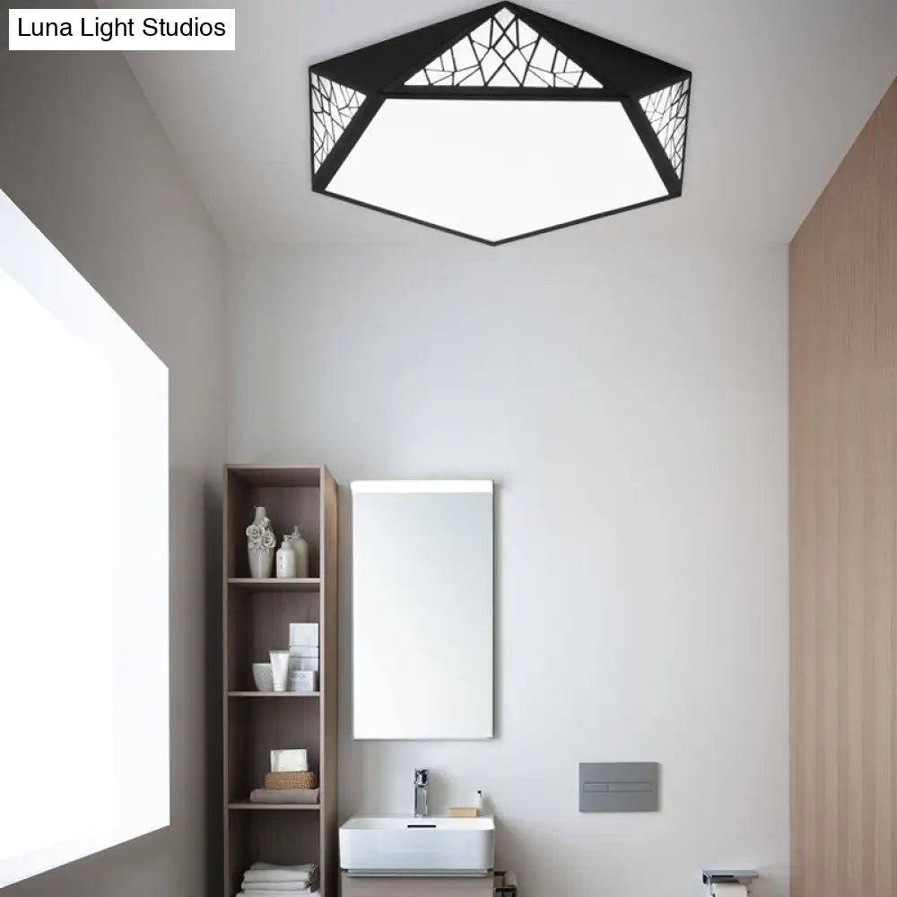 Modern Acrylic Led Ceiling Lamp | Slim Panel Pentagon Flush Mount Child Bedroom