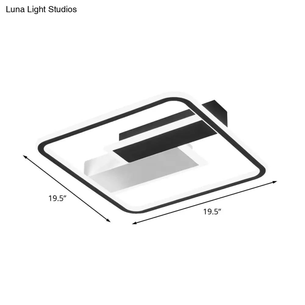 Modern Acrylic Led Flush Mount Ceiling Lamp - Black Warm/White Light 19.5’/37.5