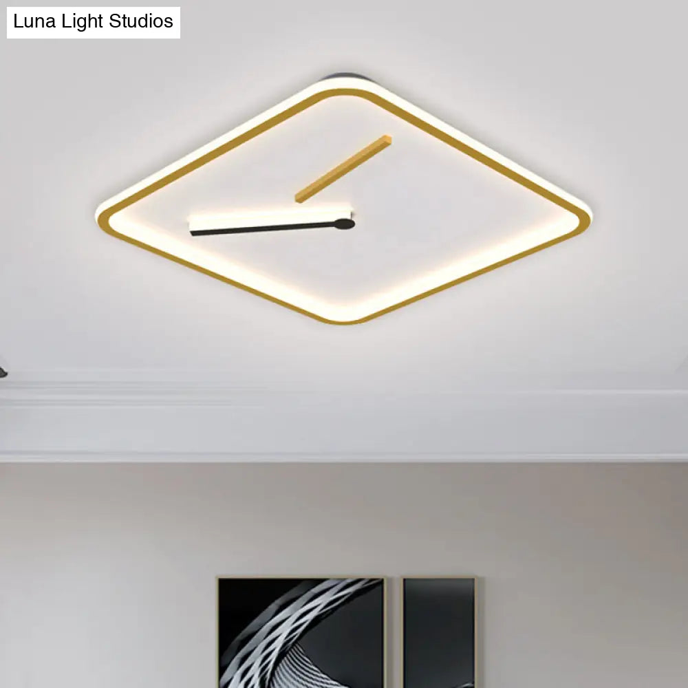 Modern Acrylic Led Flush Mount Lamp - Black/Gold Warm/White Light 16’/19.5’ Wide