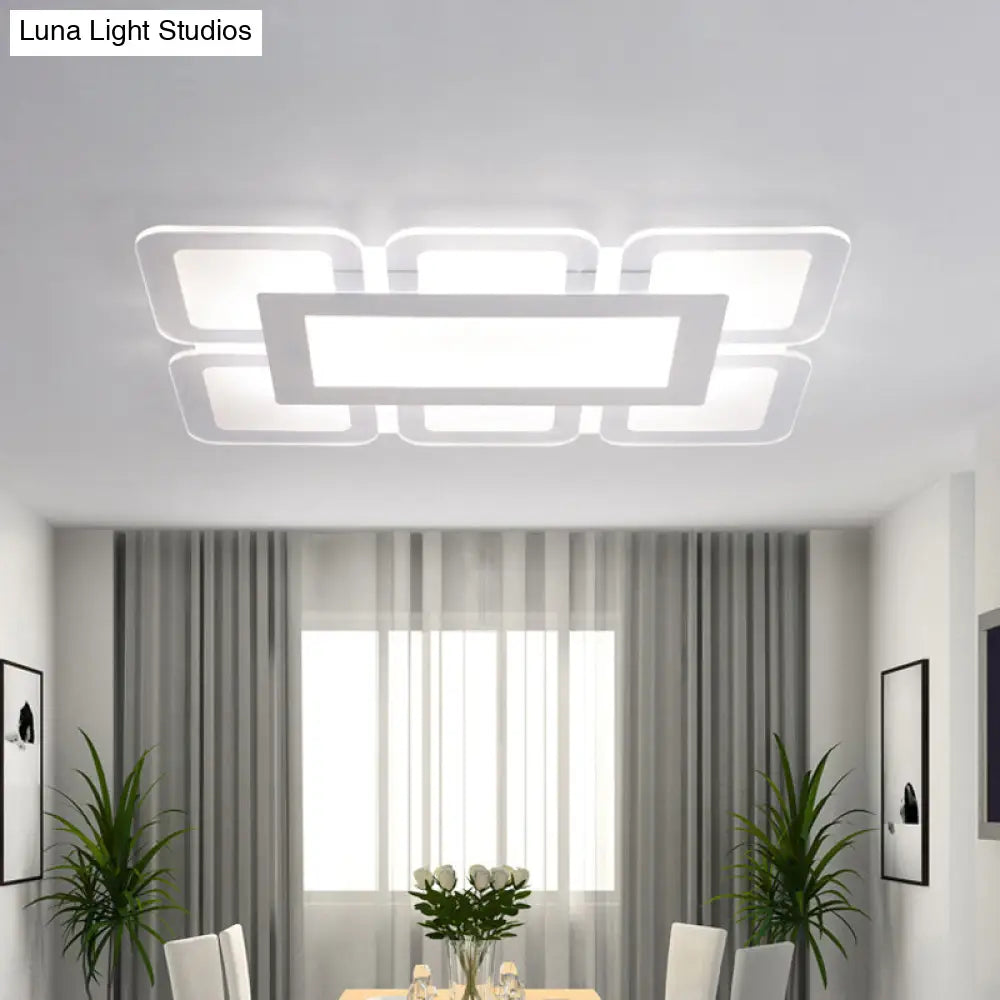 Modern Acrylic Led Flushmount Light In White - Available Various Sizes