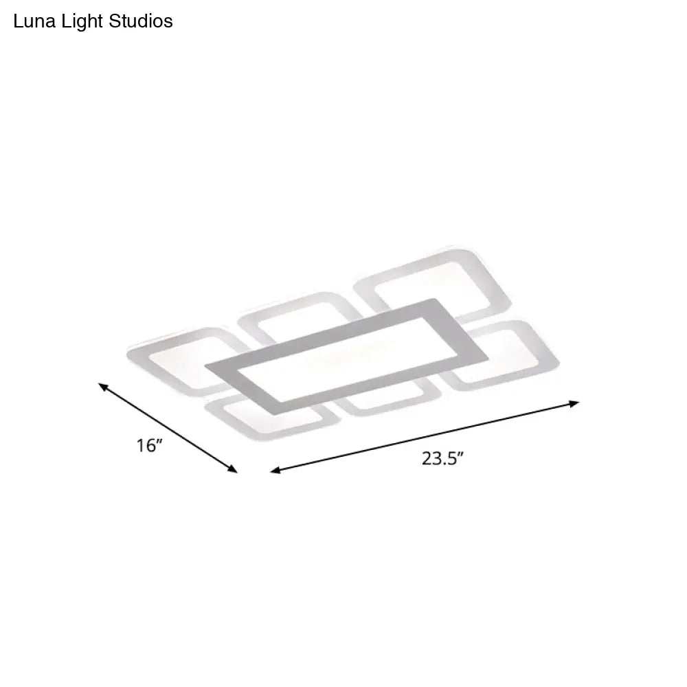 Modern Acrylic Led Flushmount Light In White - Available Various Sizes