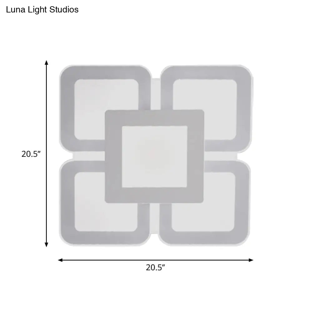 Modern Acrylic Led Flushmount Light In White - Available Various Sizes