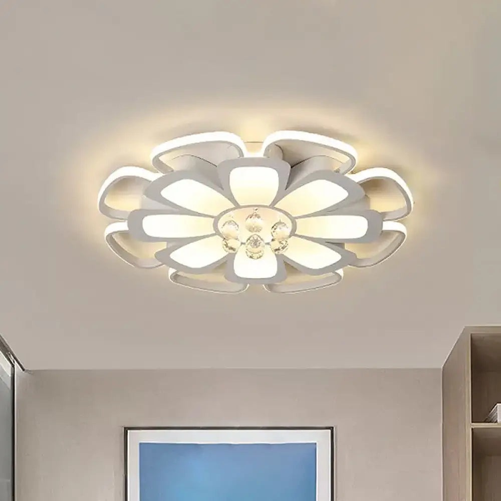 Modern Acrylic Petal Flush Mount Led Ceiling Light - 20.5’/27’ W Warm/White Round Design White