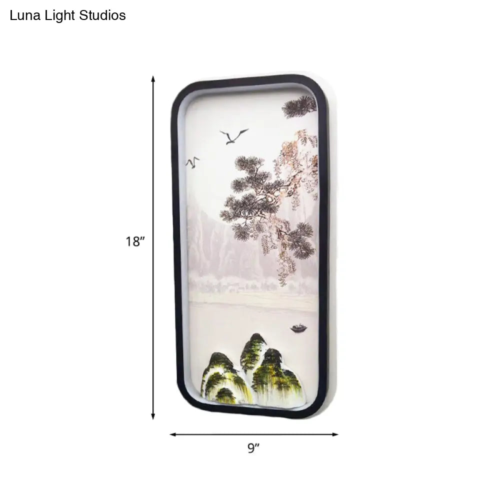 Modern Acrylic Pine Tree Led Wall Light In Black For Guest Room Décor
